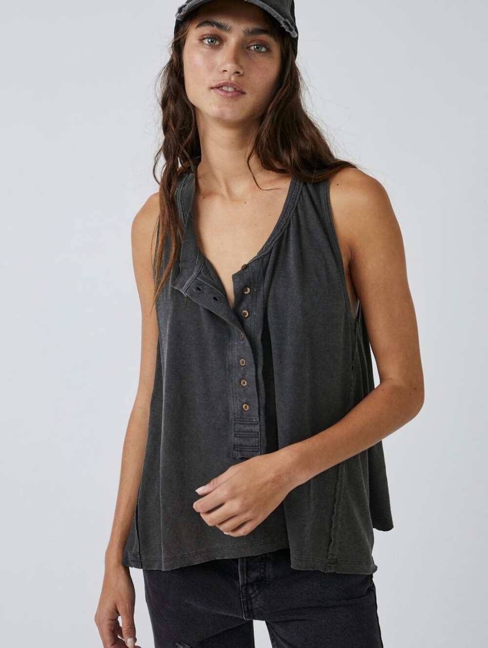NWTS FP X We The Free Josie Coastal Chic Flowy Henley Tank. Size Small.
